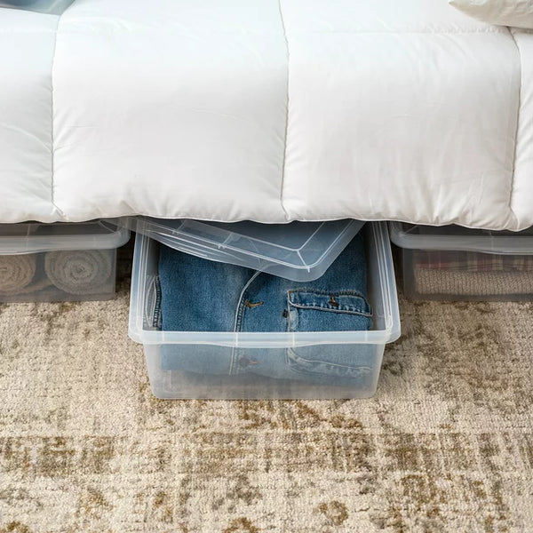 Mainstays 28 Quart Under bed Plastic Storage Box, Clear