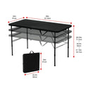 4' Fold-in-Half Adjustable Table, Rich Black