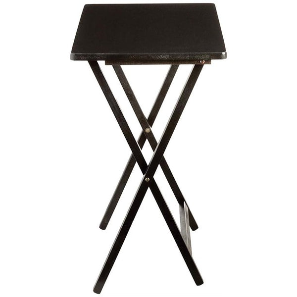 Mainstays 5-Piece Folding Tray Table Set with Stand, Black