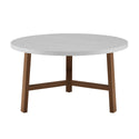 Manor Park Mid-Century Modern Round Coffee Table, White Marble and Acorn