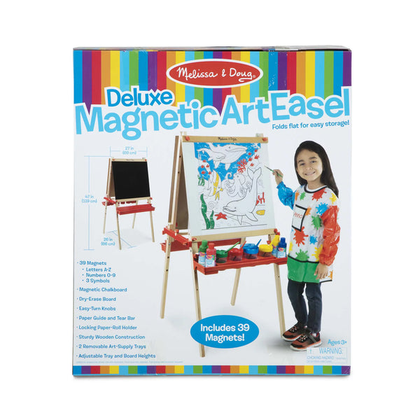 Deluxe Magnetic Standing Art Easel With Chalkboard, Dry-Erase Board