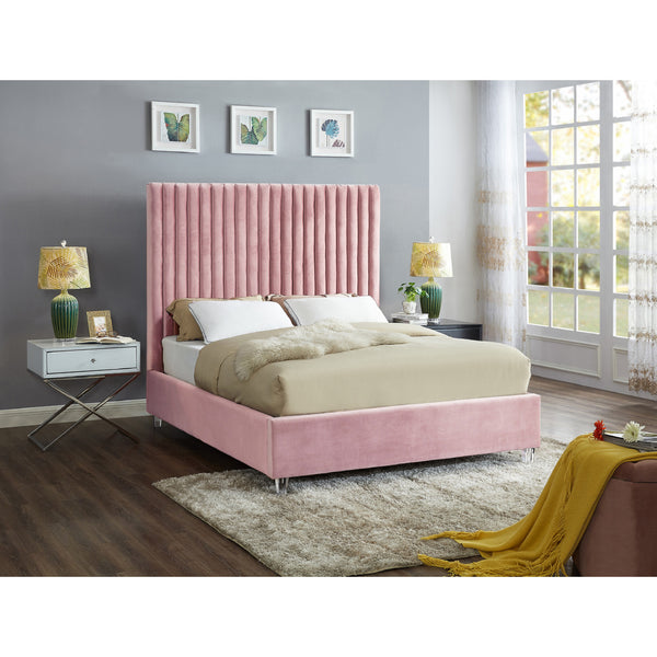 Meridian Furniture Candace Pink Velvet Queen Bed