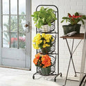 Mesa 3-tier Wrought Iron Market Baskets with Stand and Removable Baskets
