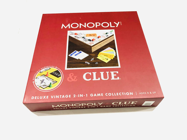 Monopoly and Clue 2-in-1 Deluxe Vintage Wood Game Set