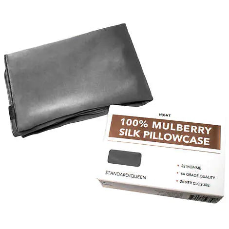 Night 100% Mulberry Silk Pillowcase - grey