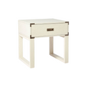 Blue Creek Campaign Side Table Nightstand - Cream