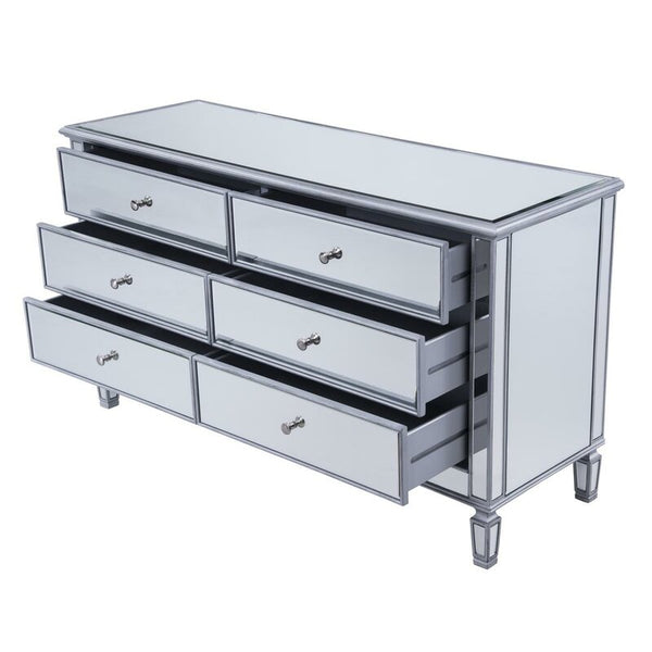 Shelly 6 Drawer Double Dresser Silver