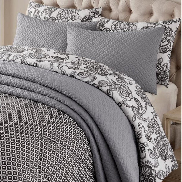 Style Decor 6-piece Comforter and Coverlet Set, Watercolor Jacobean - King