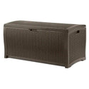 Suncast Outdoor 99 Gallon Resin and Wicker Deck Box, Java Brown