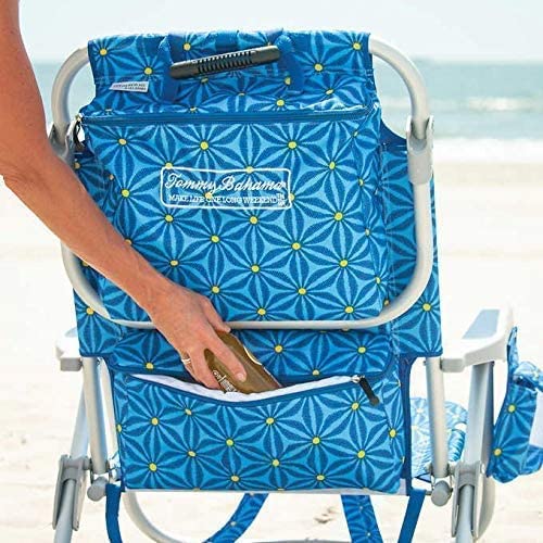 Backpack Cooler Chair with Storage Pouch and Towel Bar, Blue