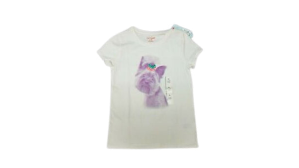 Girl's T-Shirt Cream Dog (10-12)