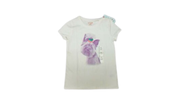 Girl's T-Shirt Cream Dog (4-5)