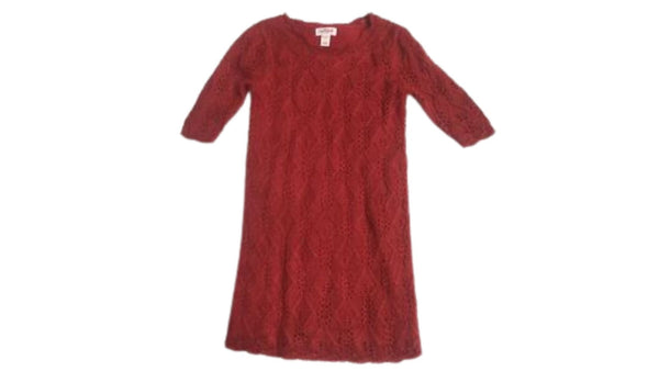 Cat & Jack Girls 3/4 Sleeve Shine Crochet Sweater Dress (6)