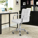 Walnew Mid-back Office Chair PU Leather Adjustable Height Office Desk Chair 360 Degree Swivel with Armrest, White