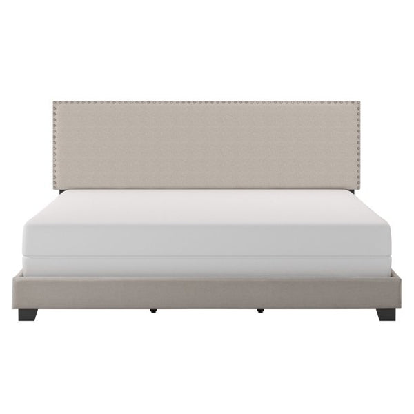 Willow Nailhead Trim Upholstered King Bed, Fog