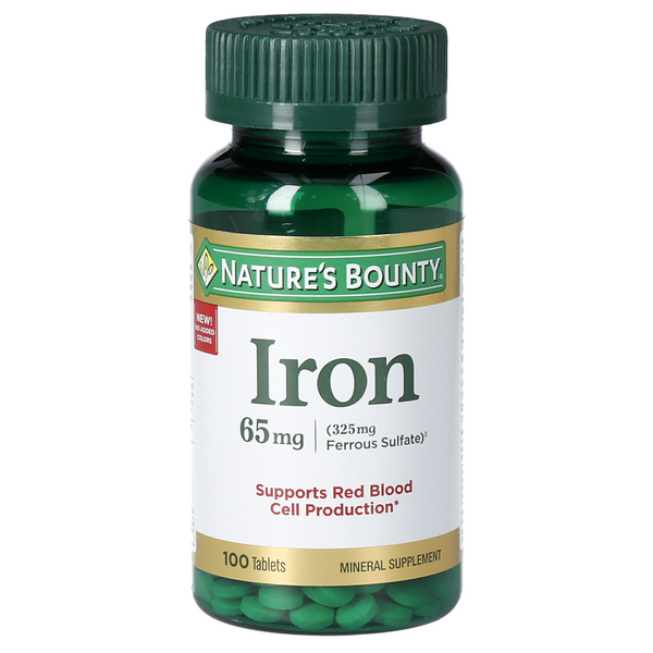 Nature's Bounty Iron Tablets 65mg, 100 count